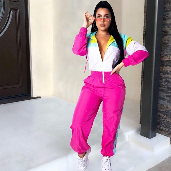VOIKERDR Pants - VOIKERDR Women Colorblock One Piece Outfit Windbreaker Jumpsuit